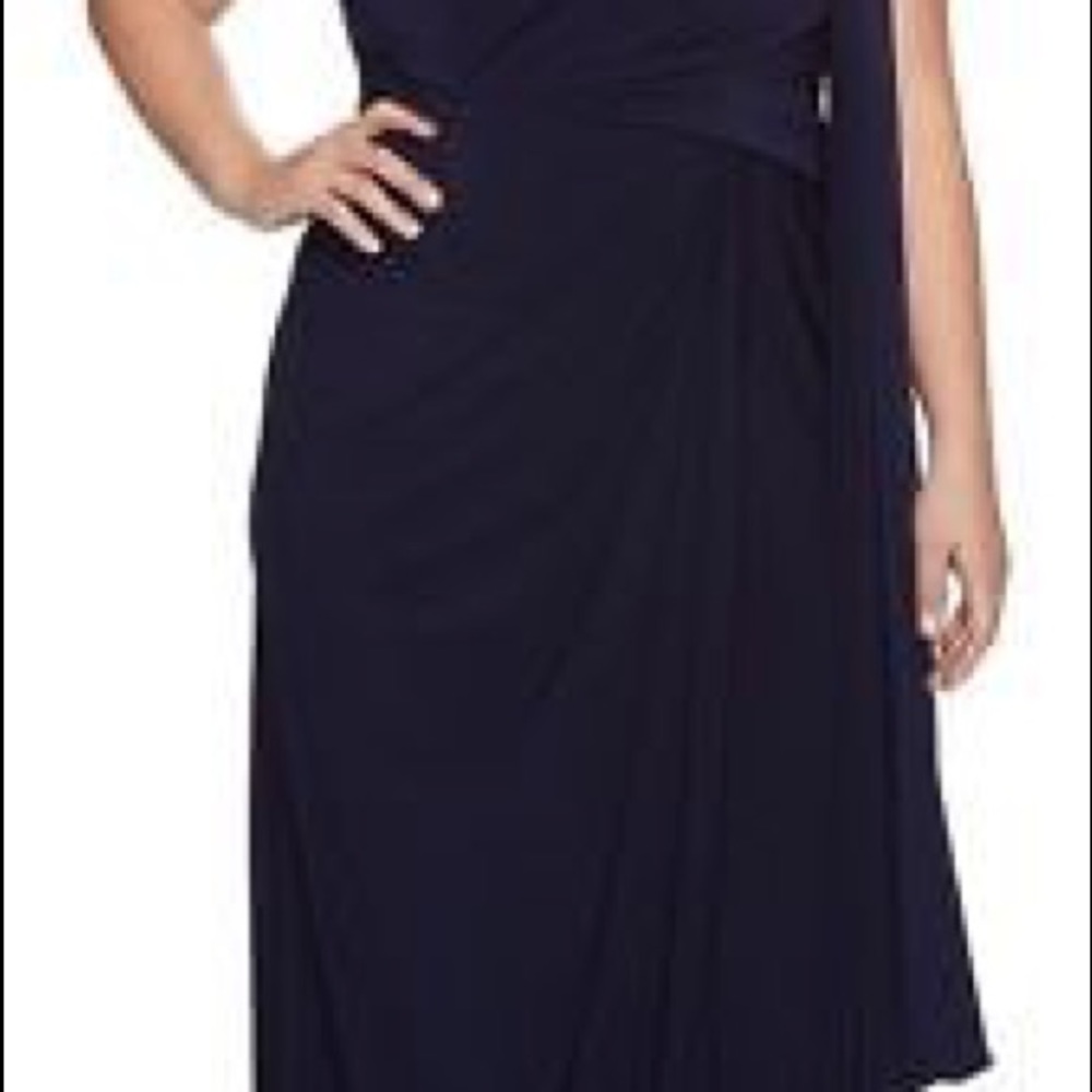 Adrianna Papell One Shoulder drape dress/gown